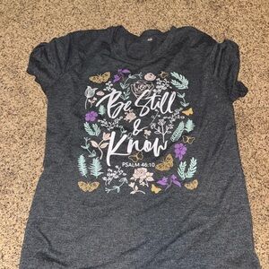 Gray Graphic T-Shirt with Floral Design